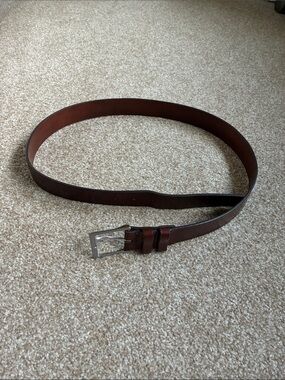 Brooks Brothers Brown Leather Belt with Silver Buckle